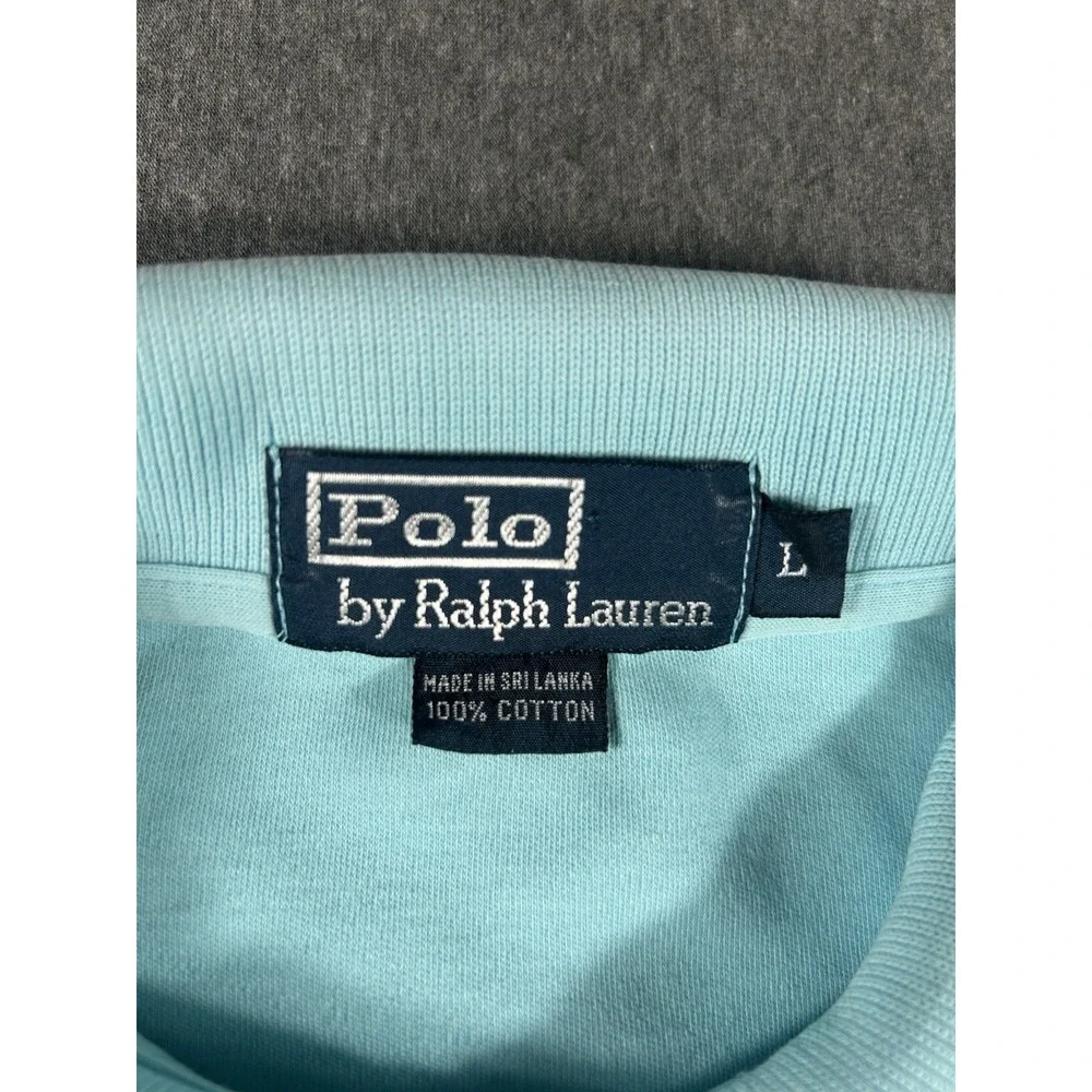 Vintage Polo Ralph Lauren Light Blue Interlock Short Sleeve Polo Shirt Men's L